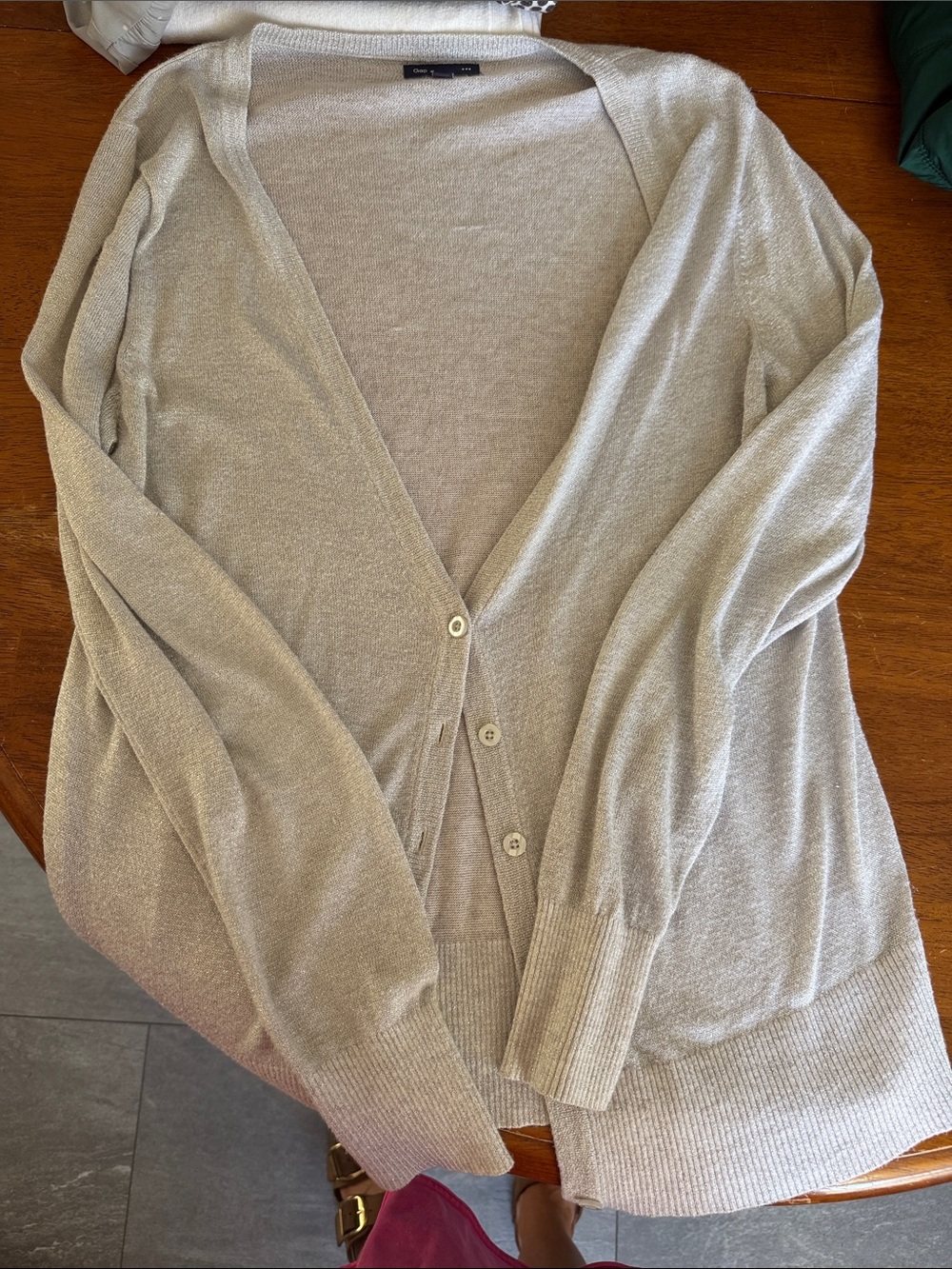 GAP Silver-Tone Light Gray V-Neck Button Cardigan